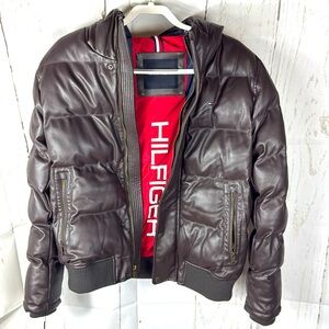 Tommy Hilfiger Men’s Lightweight Leather Puffer Jacket
